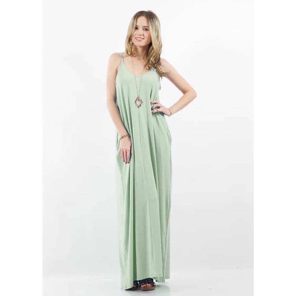 Mint Green Maxi Pocketed Dress